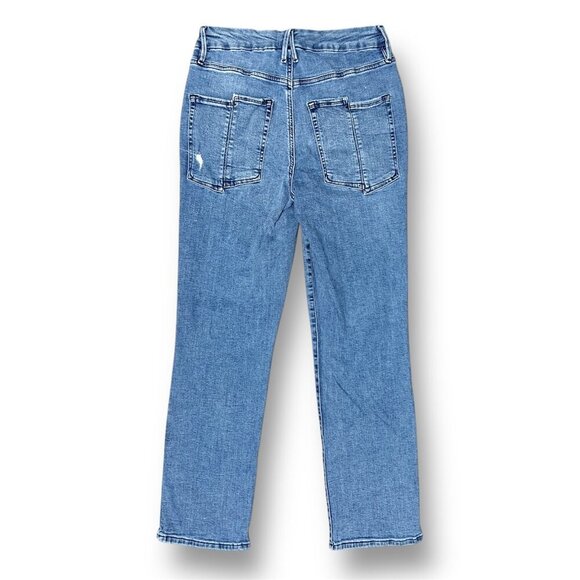 Good American 10/30 Indigo Good Straight Leg Jeans Stretch Denim Split Pockets - Picture 8 of 10